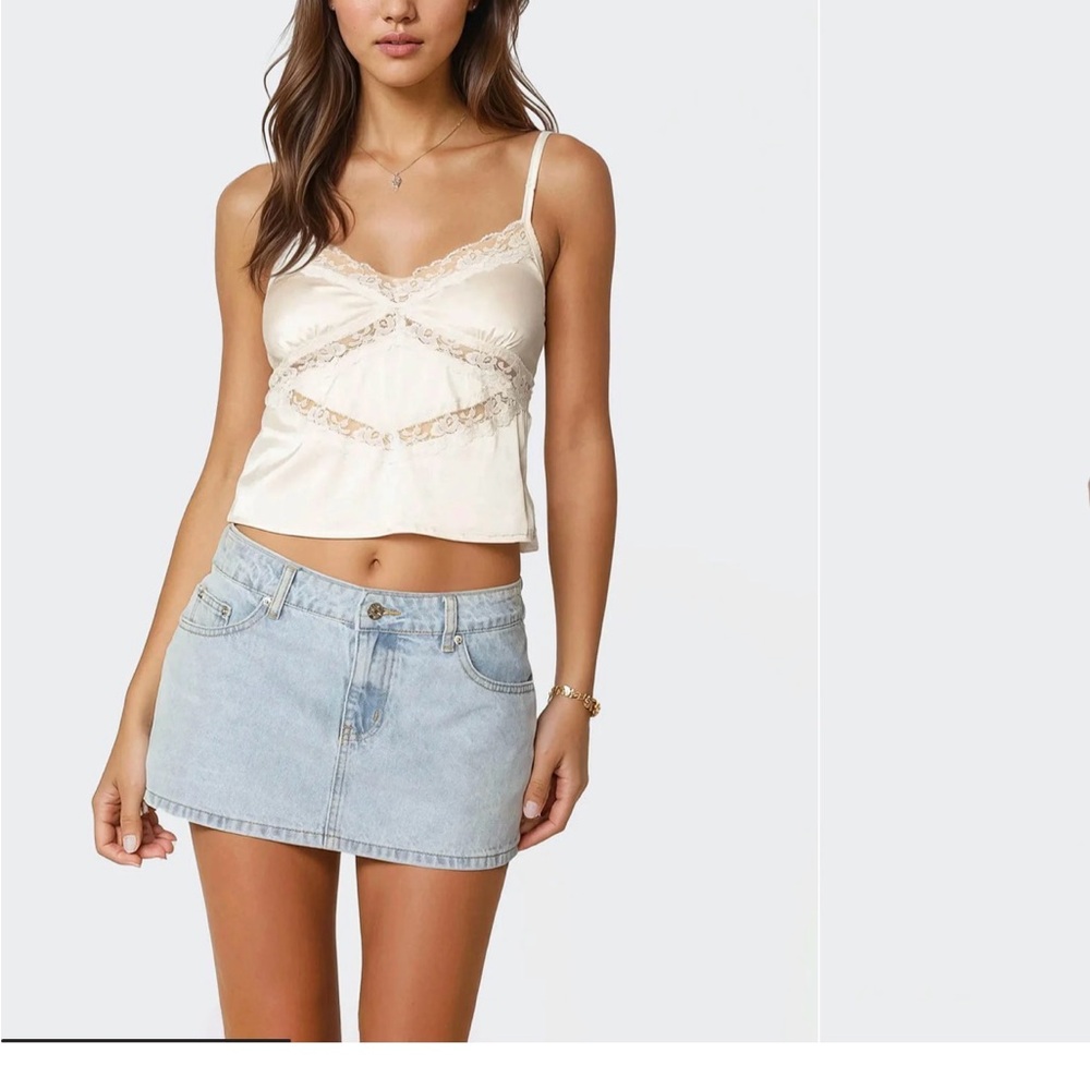 Edikted Cream Lace Detail Cami Top